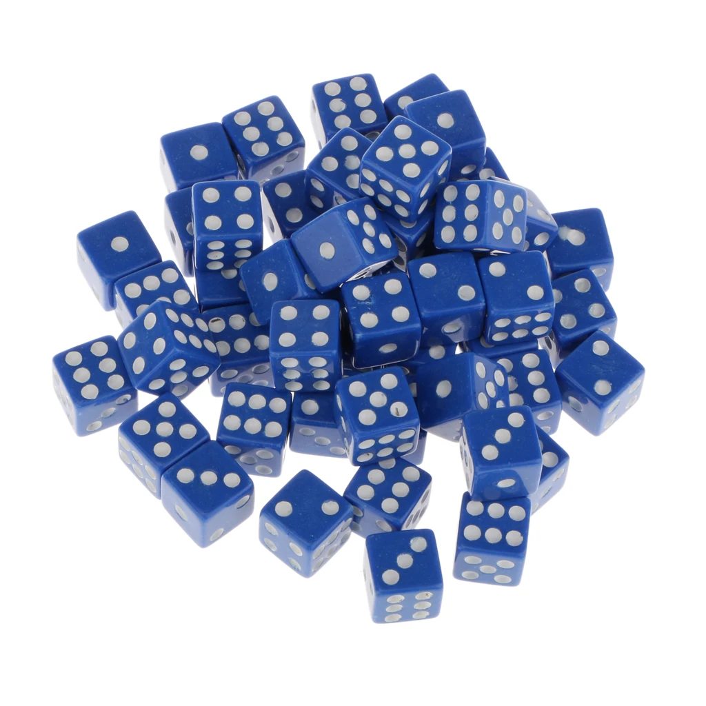 12mm 50Pcs Opaque Acrylic Six Sided Spot Dice Games Spot Dice for Table Game Party Games Dice Toys Gift 6 Colors