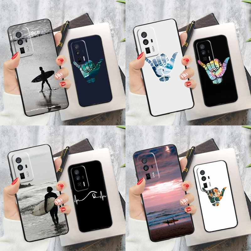 Surfer Surf Hang Loose Shaka Case For Xiaomi 14T 11T 12T 13T Pro 13 14 Ultra POCO X6 Pro M6 X3 X5 M5s F3 F5 F6 Cover