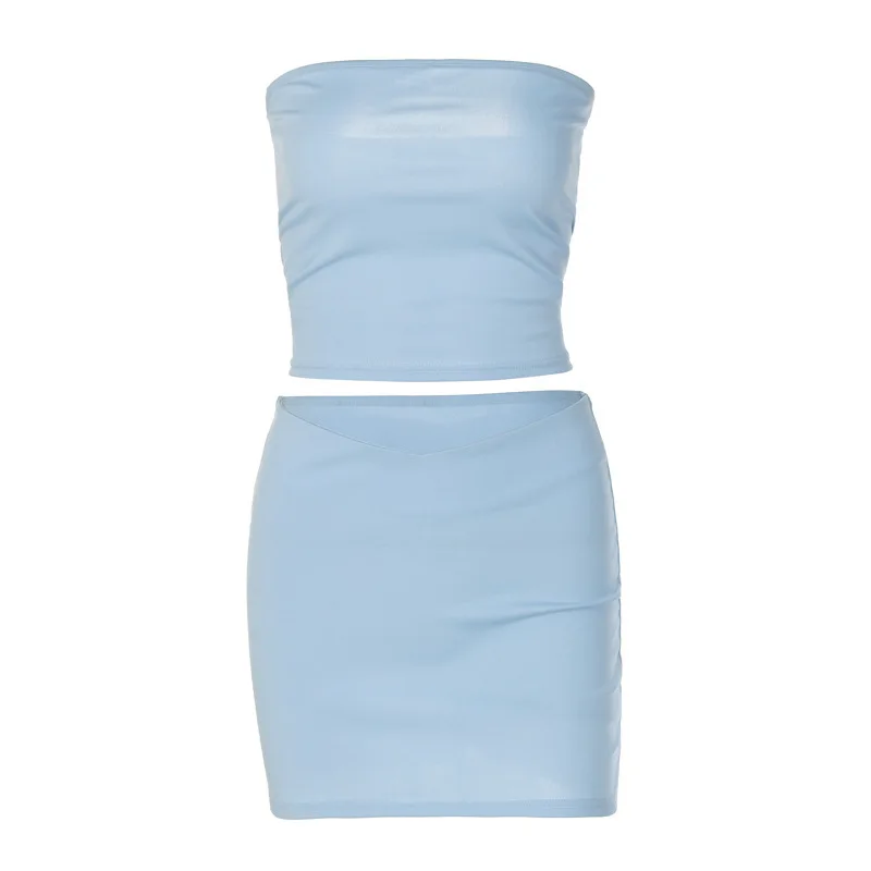 Women’s Sexy Two-piece Set Tube Top & Mini Skirt High Waisted Party Club Vacation Matching Outfits Summer Fashion