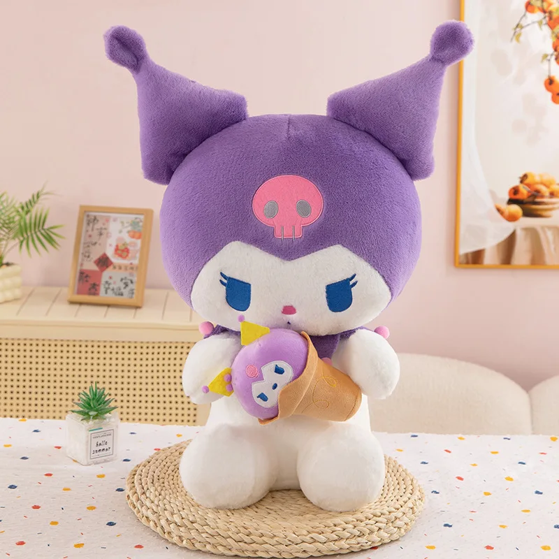 Kuromi brinquedo de pelúcia personagem dos desenhos animados sorvete temático bonito animal de pelúcia para crianças aniversário presente natal companheiro sono decoração casa