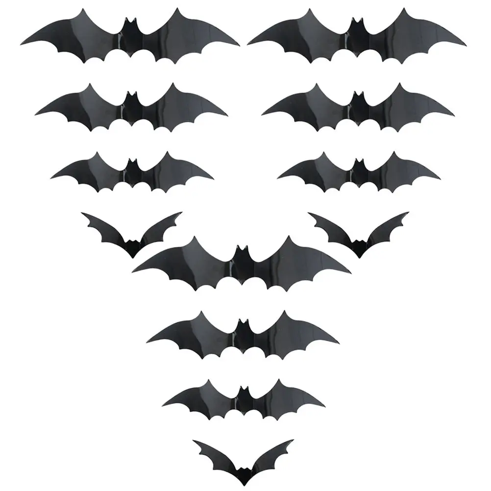 60Pcs Halloween Bats Stickers 3D Wall Decals Made of Premium Plastic Easy Apply Scary Festive Party Decor Indoor Halloween