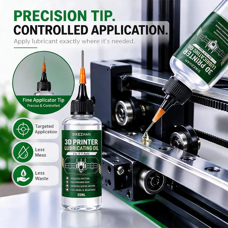 55ML 3D Printer Lubricating Oil With Precision Needle Tip For X-Y Axis Linear Rails Rods Bearings Friction Reducing Lubricant