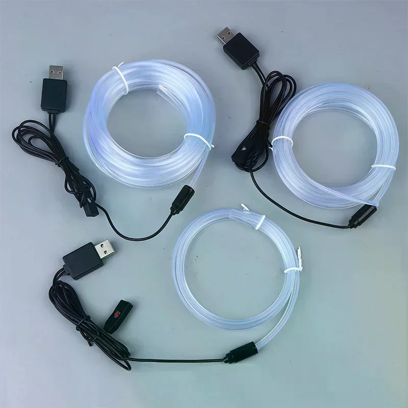 RGB Car Interior LED Light Strip Ambient Neon Invisible Light USB Fiber Optic Atmosphere Lamp Support Control Colorful