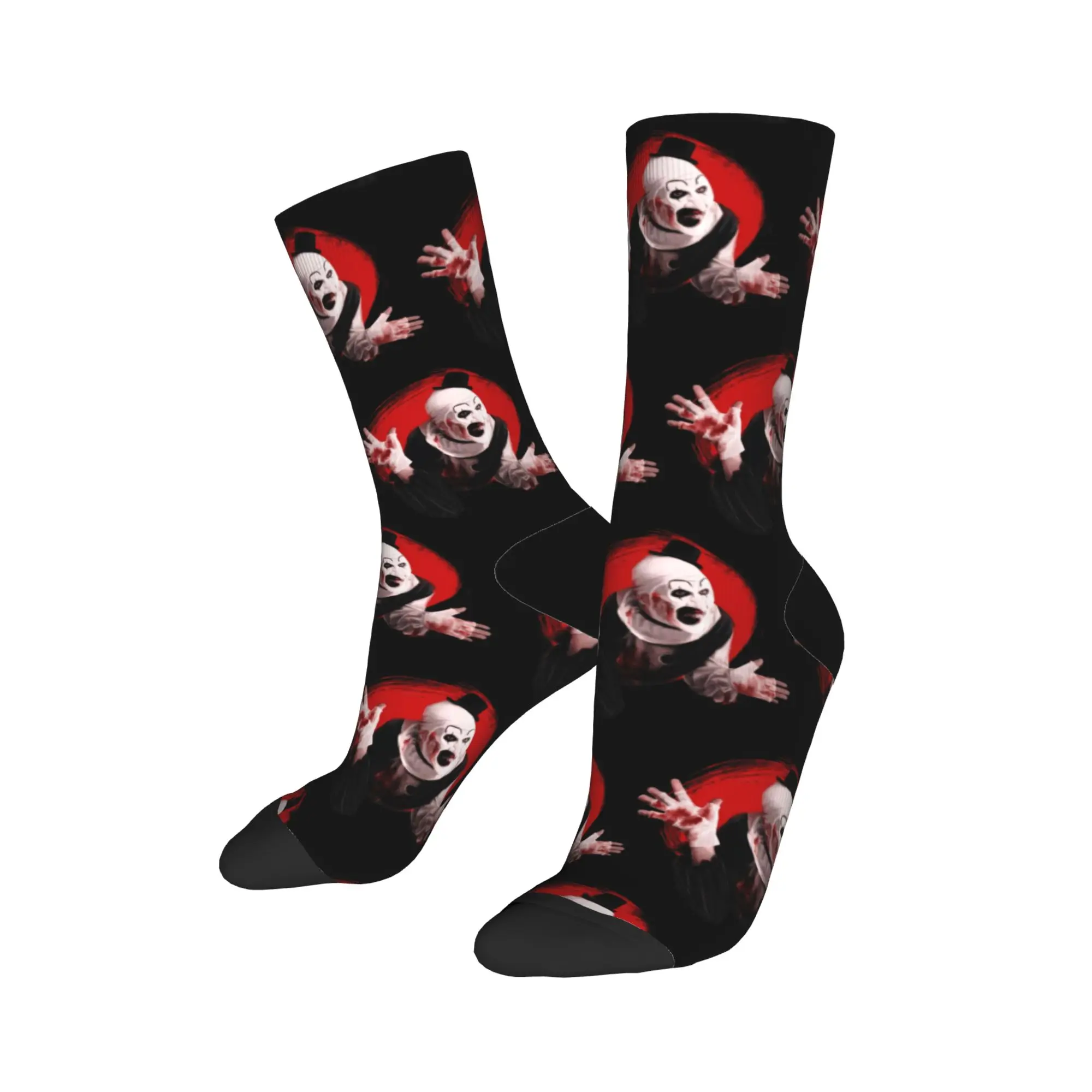 Happy Funny Men's Socks Novelty Art the Clown the creepy waving for you Terrifier Sock  Graphic Women Stockings Spring Summer