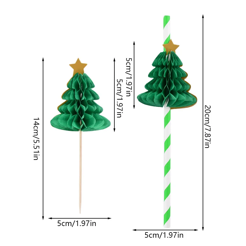 10Pcs Christmas Cake Topper Santa Claus Xmas Tree Cupcake Toppers For Christmas Dessert Decoration New Year Party 2024 Navidad
