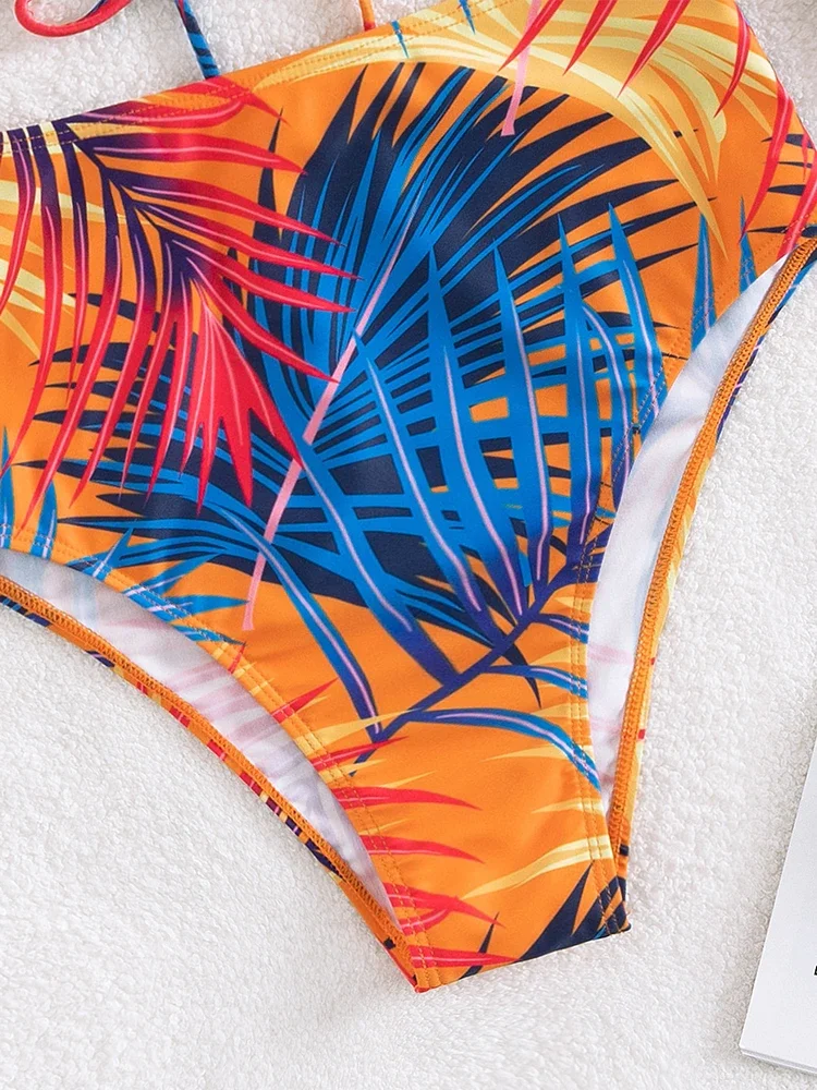 2025New conjunto de Bikinis de verano, Bikinis divididos con estampado Irregular Sexy, conjunto de 2 piezas, trajes de baño para mujer, Bikinis de cintura alta con espalda descubierta para playa