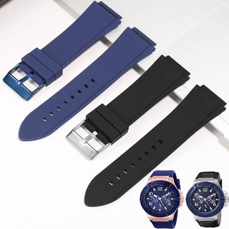 Correa de goma de silicona para reloj Guess W0247G3 W0040G3 W0040G7, correa de reloj de marca para hombre, pulsera deportiva resistente al agua en azul y negro de 22mm