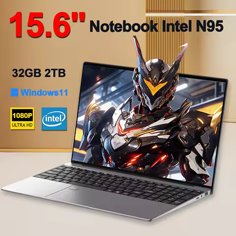 LENO NEW 15.6" Portable Laptop Intel N95 Windows11 32GB DDR4 2TB SSD 7500mAh Office Notebook Pc Gamer with Backlit Fingerprint