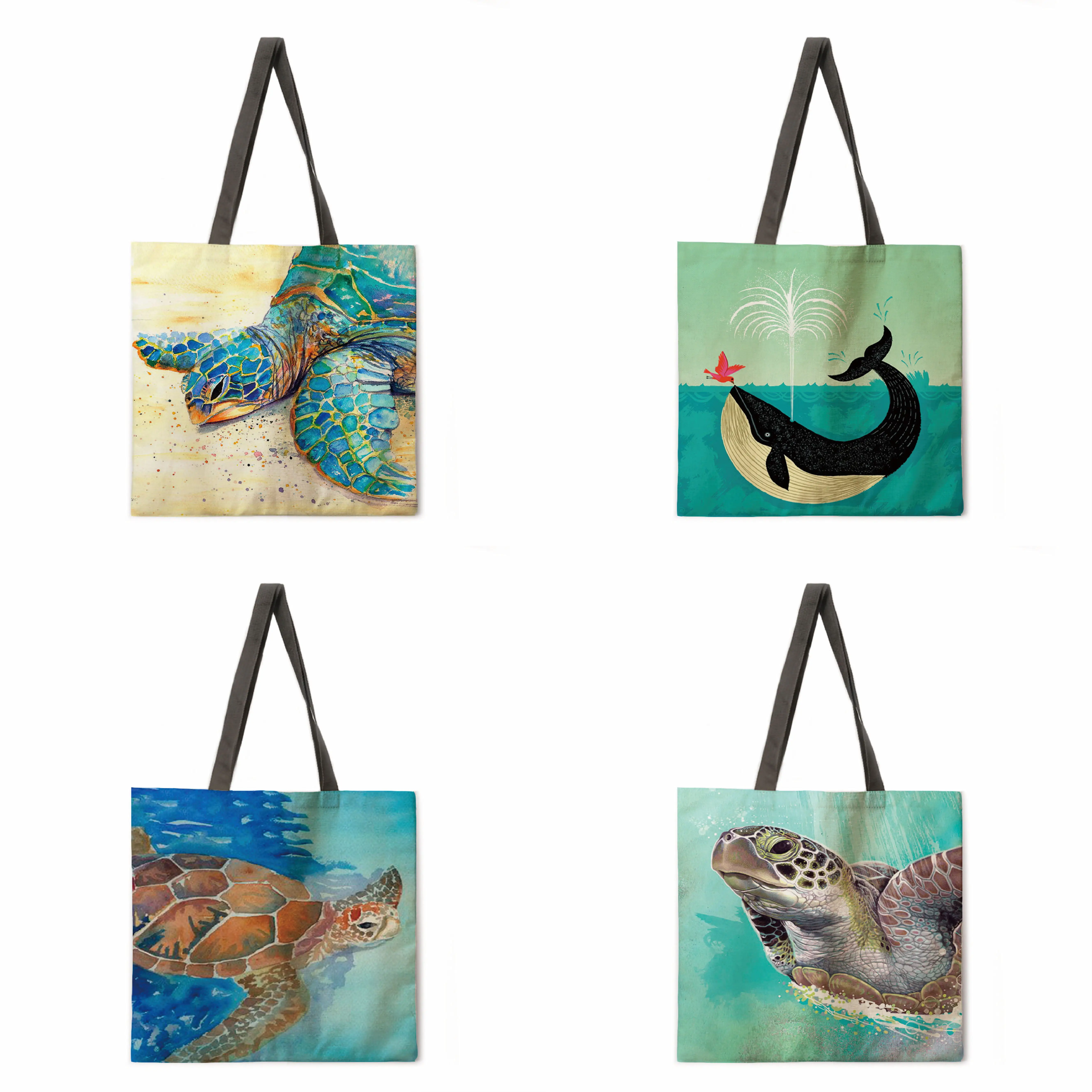 

Ocean turtle casual handbag, foldable shopping bag, women's handbag, fashionable beach bag, tote bag