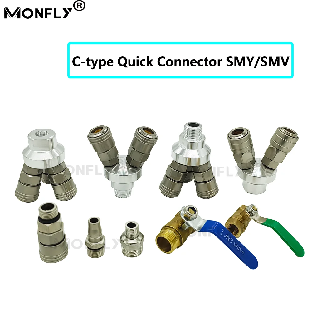 

C-type Circular Three-way Quick-plug Connector SMY Circular Two-way Pneumatic Connector SMV Air Pump Air Compressor Connector