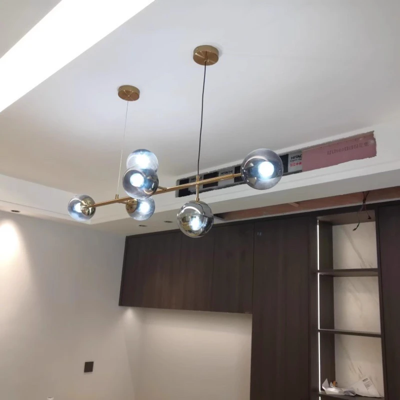Nordic Restaurant Bar Counter Pendent Lamp Modern Minimalist Creative Living Room Dining Table Glass Chandelier Home Decoration - view 5