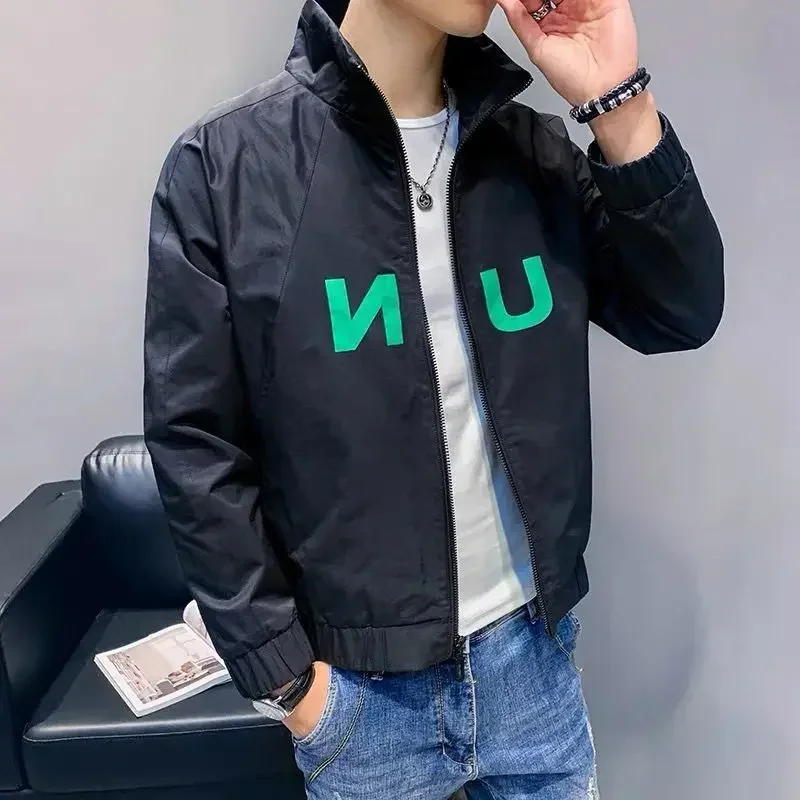 Zip V Slim Fit Printed Man Coat Vintage New In Cheap Sale High Quality Jacket for Men Aesthetic Cold Joker Harajuku Casual Deals