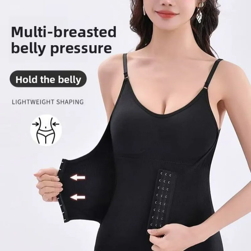 بدلة للجسم بدون خياطة مع زر إغلاق، نسخة محسنة، قميص قصير من قطعة واحدة، تشكيل الجسم للتحكم في البطن، حزام الخصر