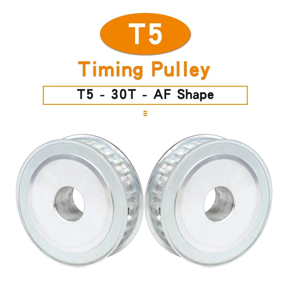 Pulley Wheel T5-30T Bore 8/10/12/14/15/16/17/18/19/20 mm Alloy Pulley AF Shape Teeth Pitch 5mm For T5 Width 10/15mm Rubber Belt