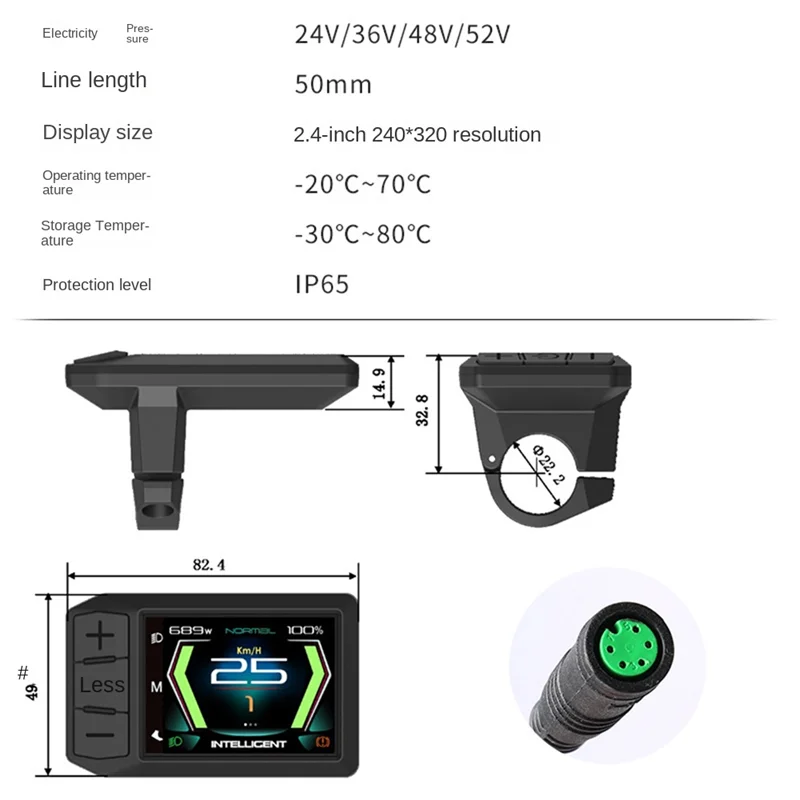 

2525 + электрический велосипед, ЖК-дисплей 600C, индикатор скорости, компьютер для двигателя средней ступицы, 24 В, 36 В, 48 В, 52 В, детали