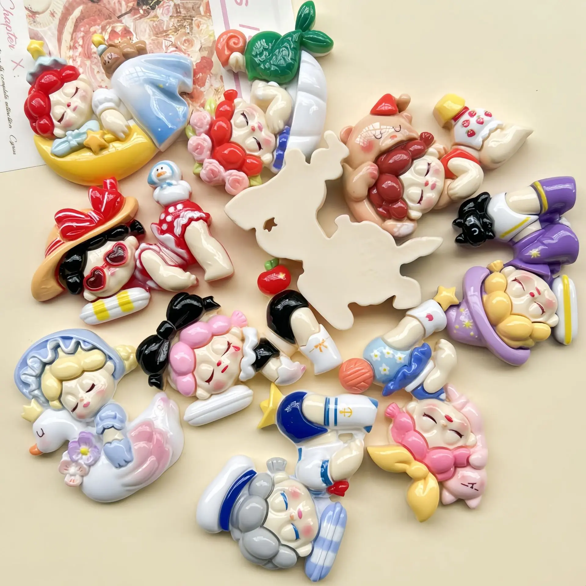 2pcs New calorie cartoon sleeping beauty girl cartoon resin flatback cabochon diy crafts materials kid handmade jewelry charms