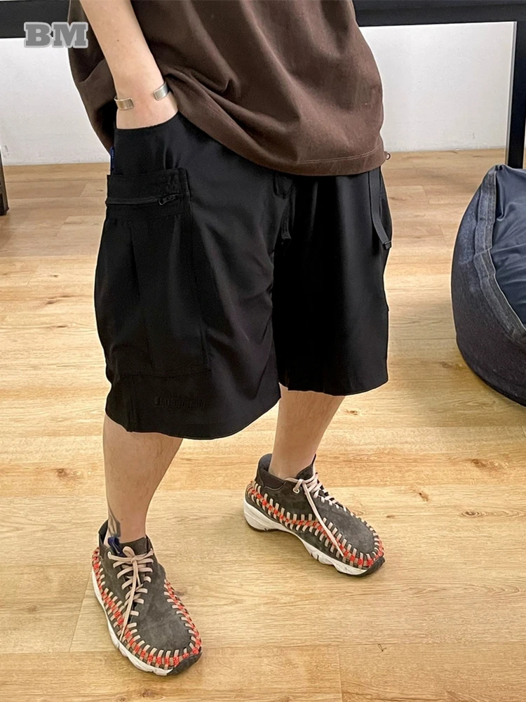 Summer Korean Hip Hop Black Basketball Pants Streetwear Skateboard Shorts Men Women Clothing Harajuku Casual Cargo Shorts Male