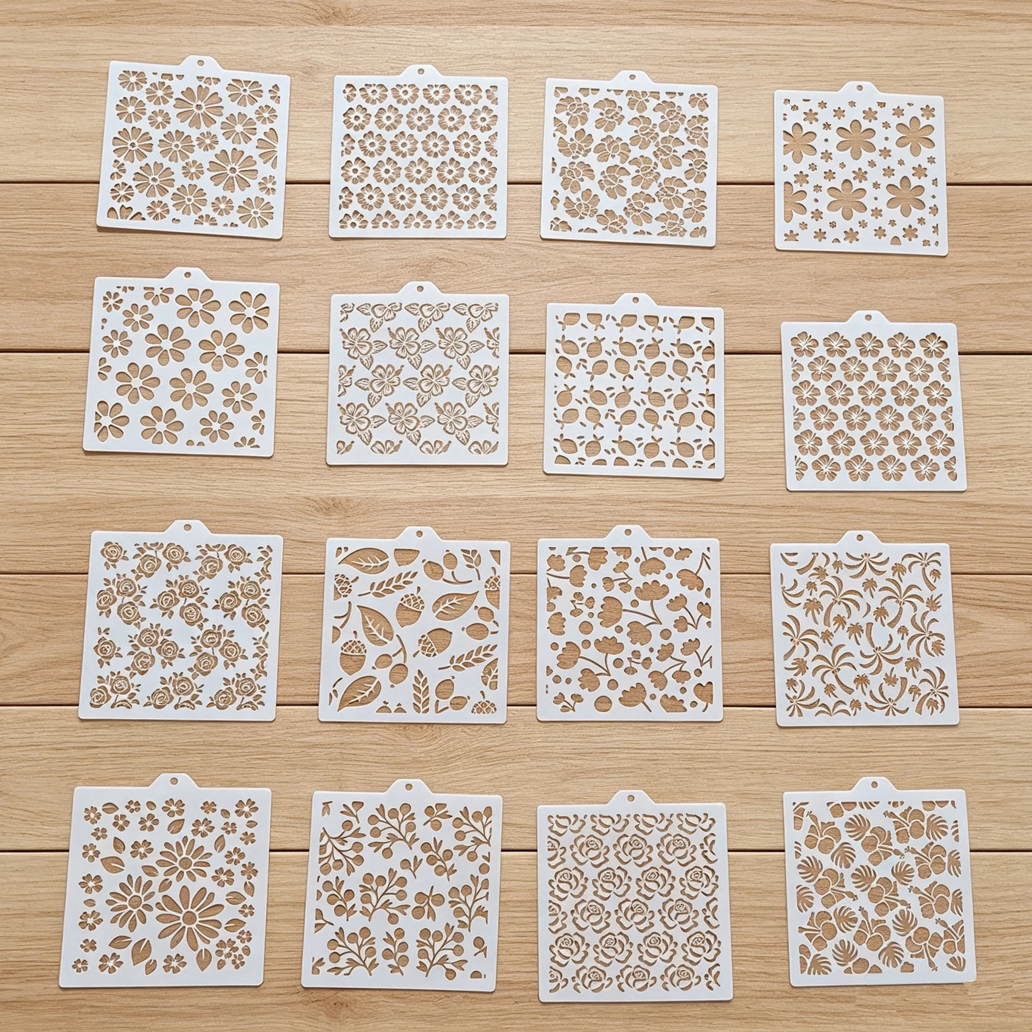 16 Pack Floral Cake Cookie Spray Stencils, Hollow PET Template for Baking Decoration, DIY Painting & Home Handicraft Art Making