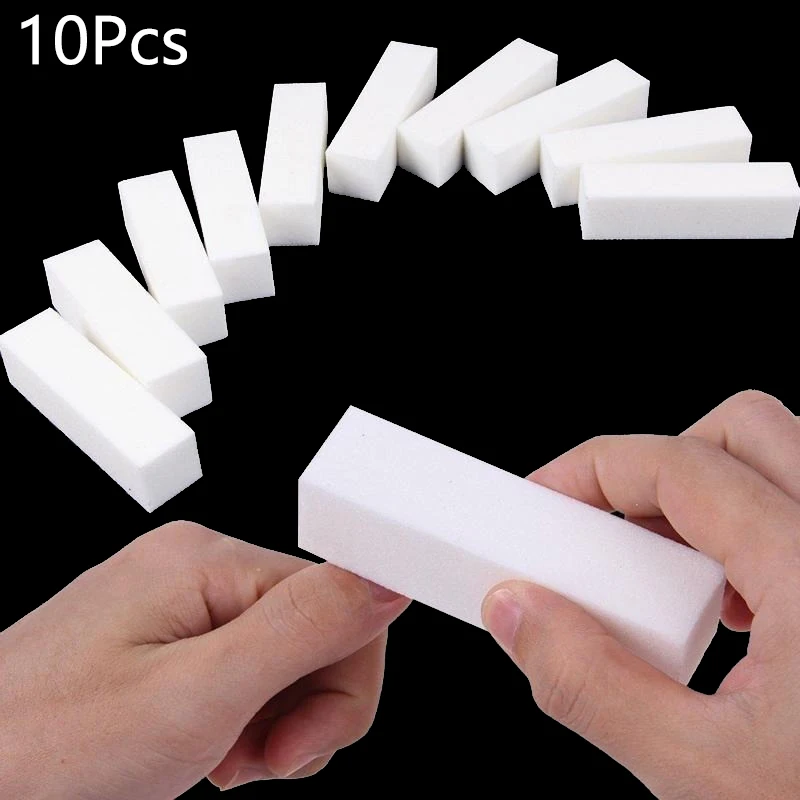 マニキュアペディキュアネイルアートツール、サンディング研磨バッファ、10個の爪やすりバッファブロックセット、ホワイトスポンジ