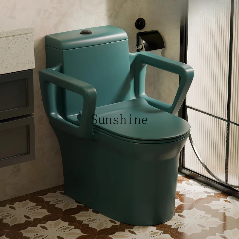 

American dark green armrest toilet household bathroom siphon toilet