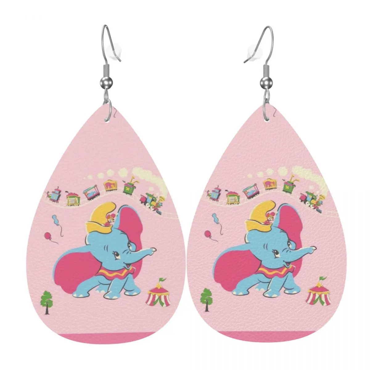 Custom Dumbo Cartoon Leather Earrings for Women Cute Elephant Dangle Earrings Jewelry Accessories