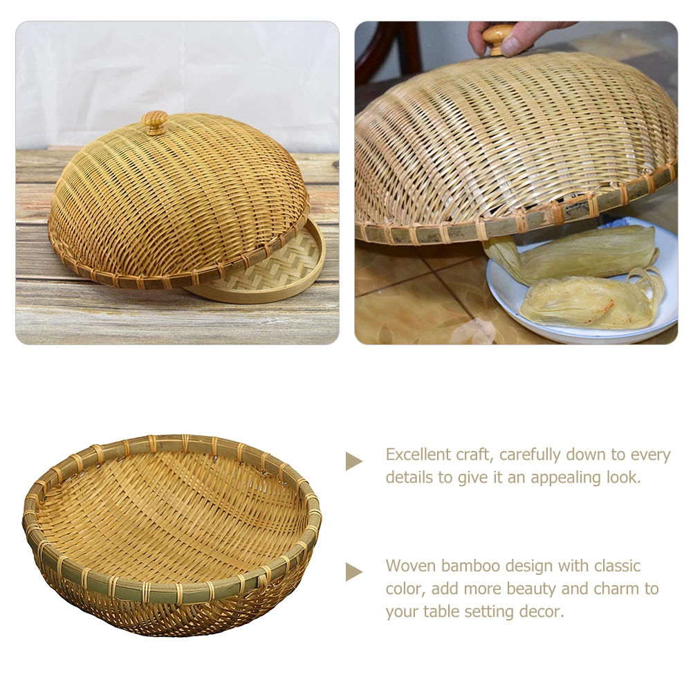 

Bamboo Weaving Mesh Basket 36cm High 13cm Bread Basket Vegetable Container Food Tent Covers Fruit Tray Kitchen Barware
