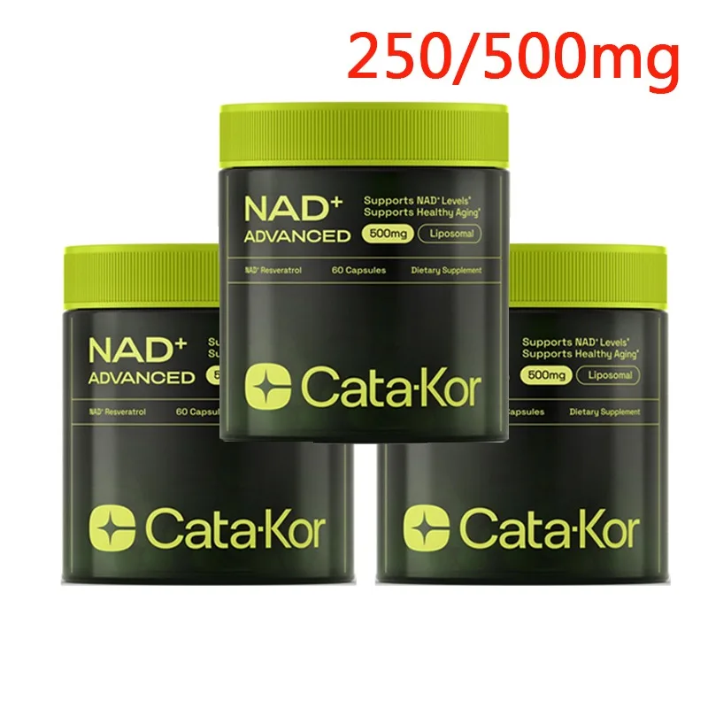Nueva versión 250 mg/500 mg suplementos NAD + de alta pureza para enfoque energético antienvejecimiento y nicotinamida Riboside Resveratrol 30 días