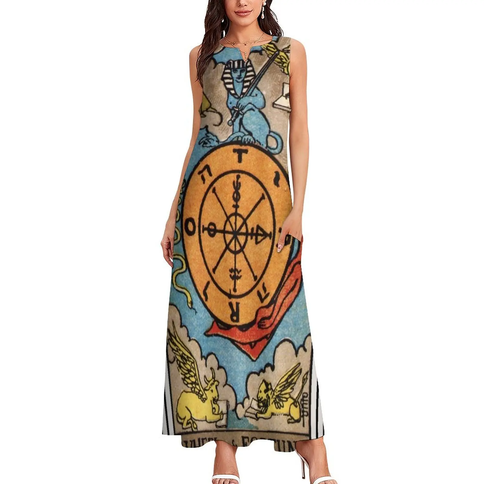 X. Wheel of Fortune Tarot Card Long Dress dresses korean style women long dresses dresses summer Dress