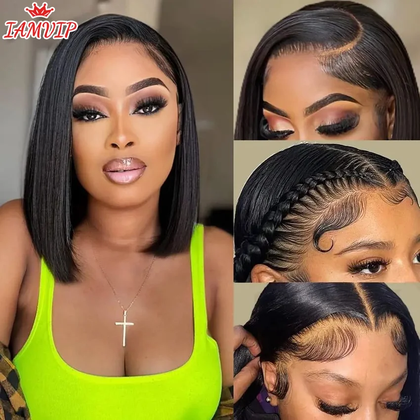 IAMVIP Short Bob Straight Lace Frontal Wigs 200% Bob Lace Front Human Hair Wig For Women Hd Lace Frontal Wig Human Hair