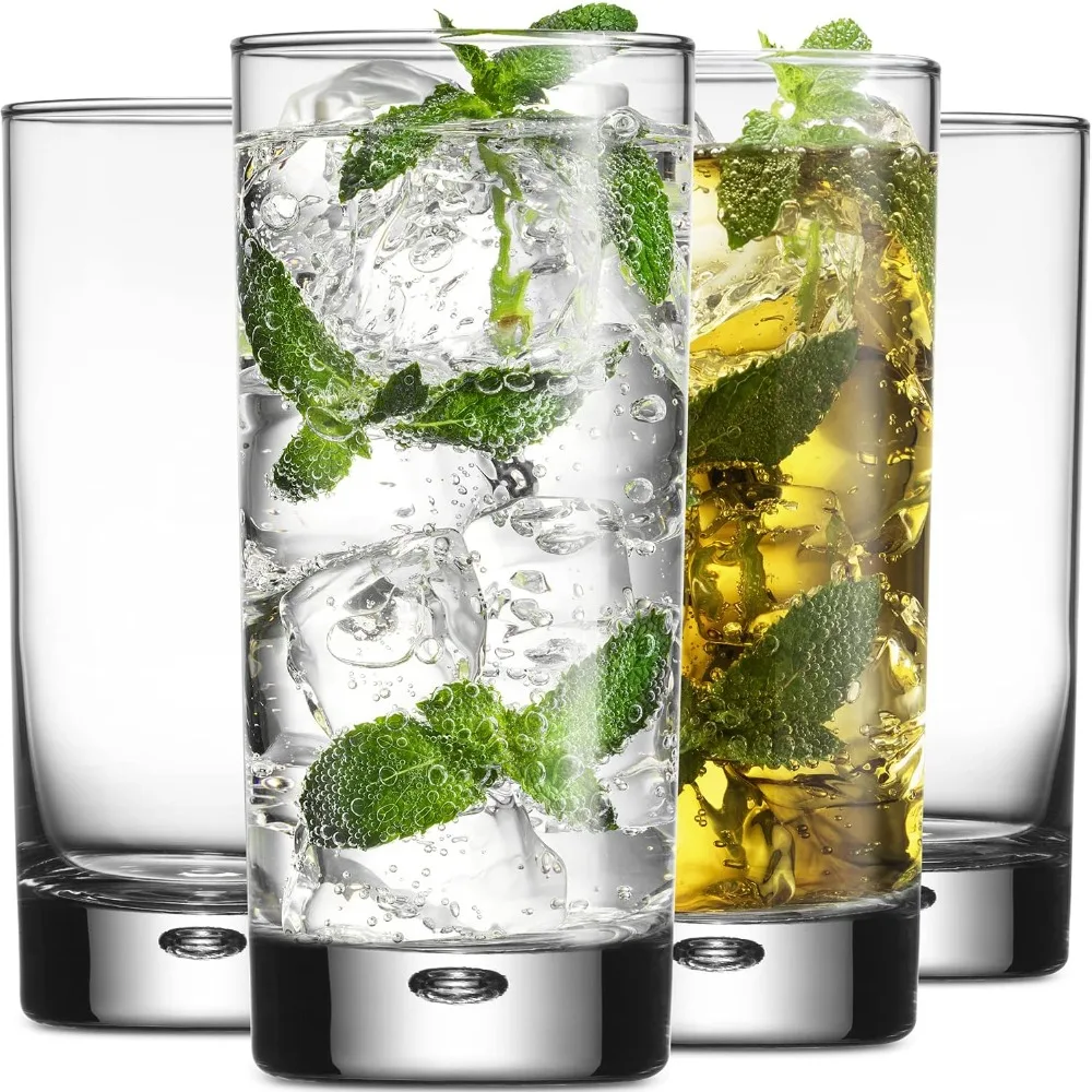 

Набор очков Highball из 4 стаканов для питья на 17 унций, тяжелая пузырьковая основа красной серии