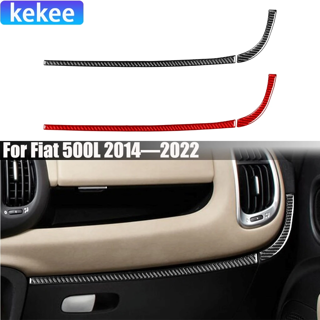 

Carbon Fiber Car Accessories Glove Storage Decorative Set Modified Interior Trim Soft Cover Sticker For Fiat 500L 2014-2022