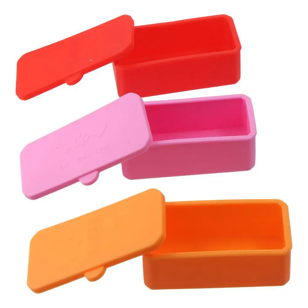 1/3pcs Silicone Food Distribution Box Red/Pink/Purple/Green/Orange/Blue 2/4 Inch Snack Containers Lunch Box Containers Kid