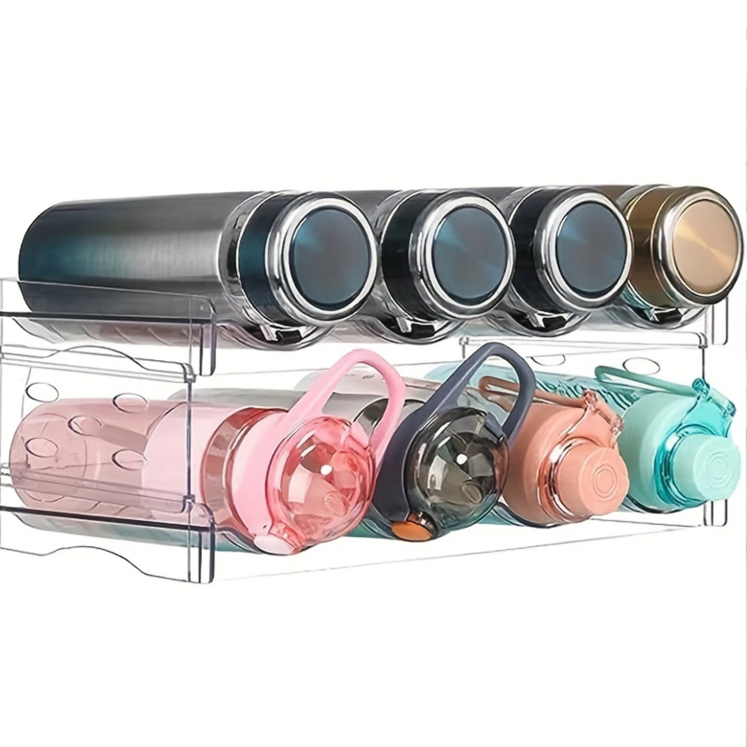 PET Transparent Cabinet, Stackable Water Cup Beverage Rack, Multi-functional Folding Storage Cabinet