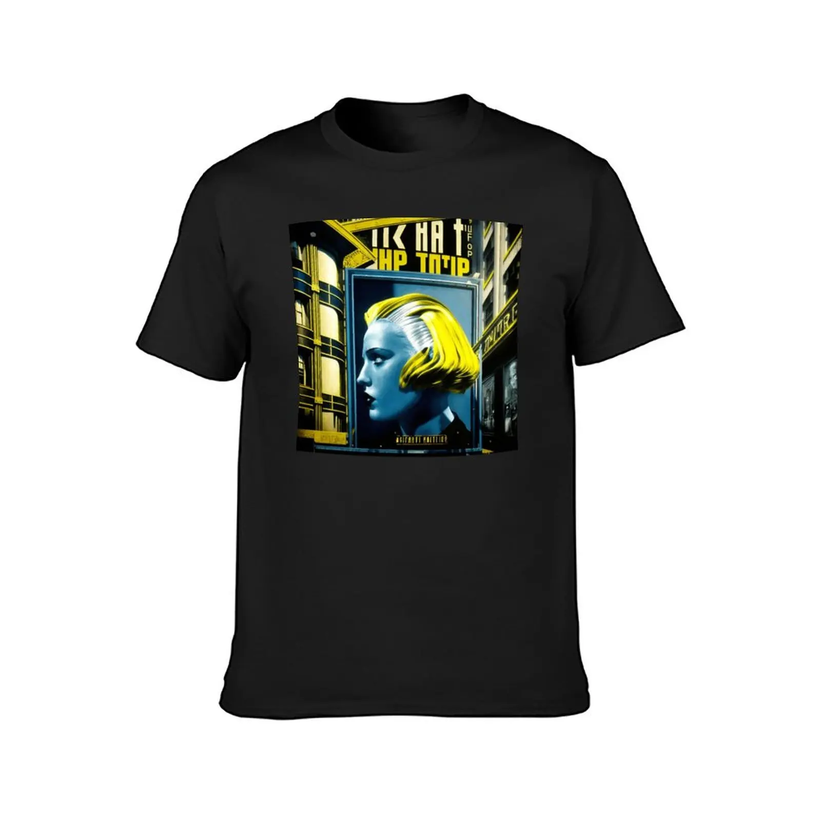 Metropolis City Futuristic Face Cinema Cinema Light Games Film Black Blue White Yellow Gray T-Shirt summer tops t shirts men