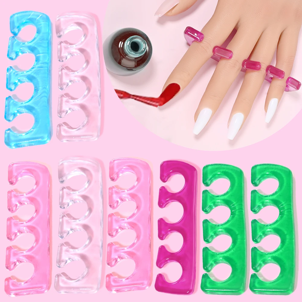 2pcs Reusable Nail Art Silicone Finger Separators Soft & Washable Toenail Dividers Flexible Application Pedicure Accessories