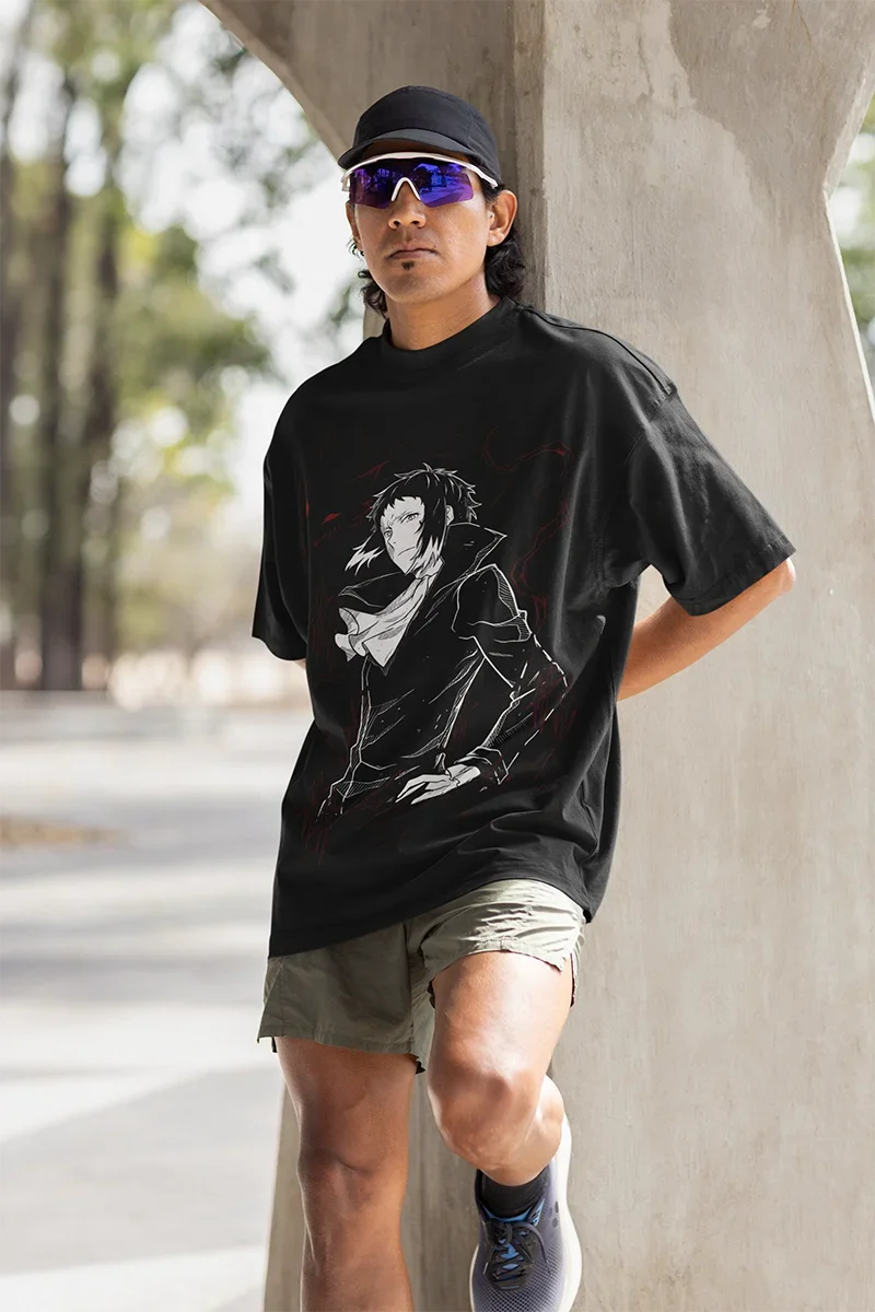 Ryunosuke Akutagawa t-Shirt Bungou bezpańskie psy japońskie czarna koszula wszystkich rozmiarów