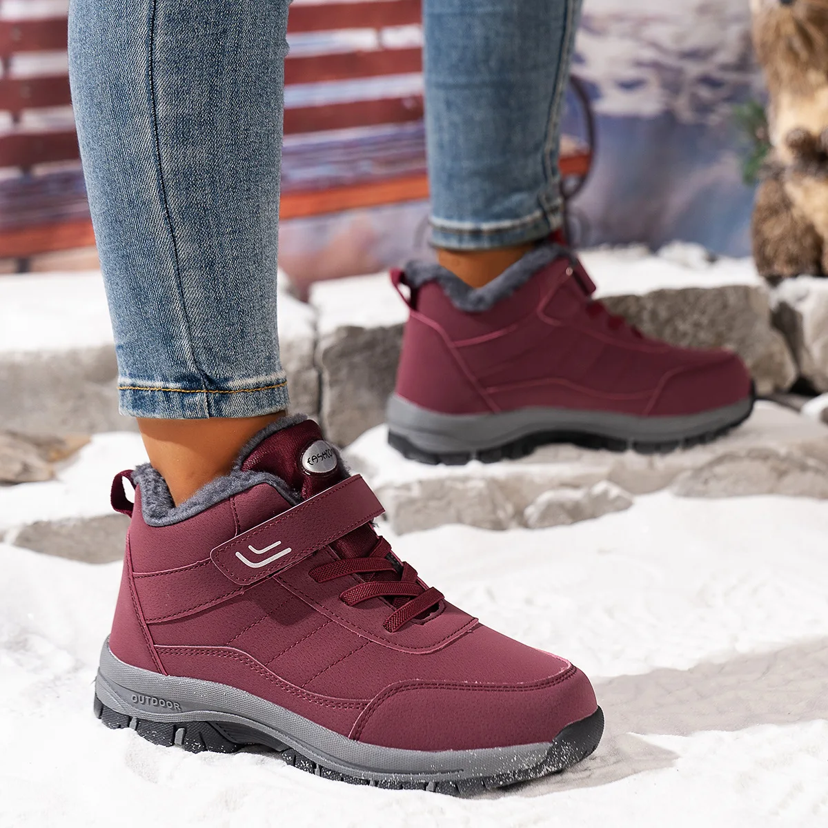 

Wide Fit Winter Boots. Plush, Waterproof & Slip-Resistant with an Easy Hook-and-Loop Strap.