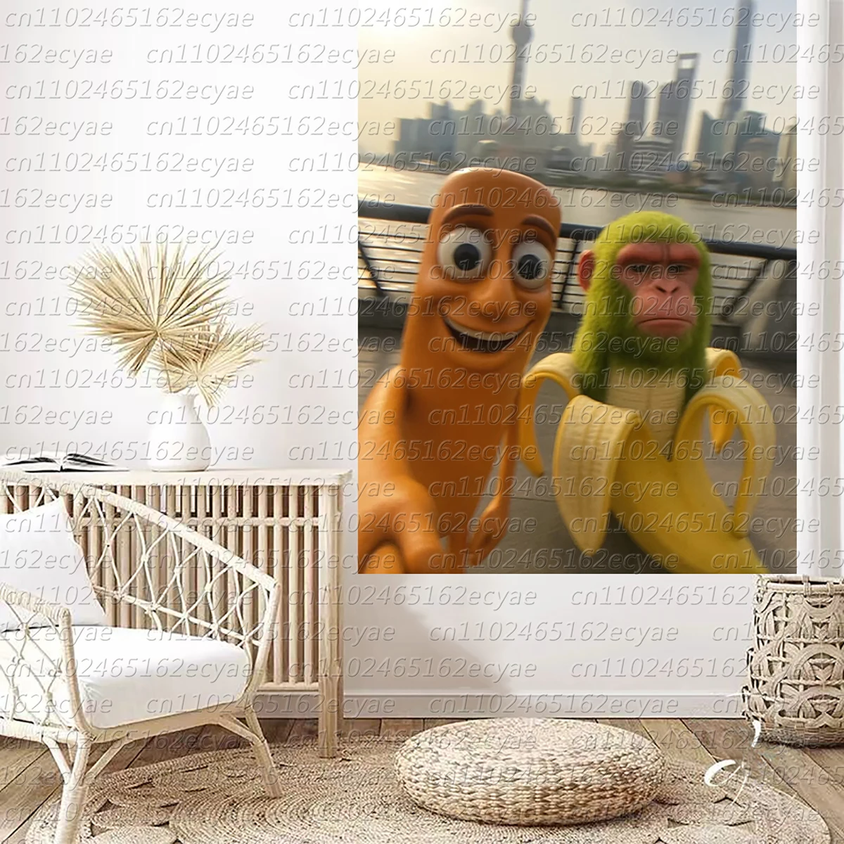 

1pc Tung Tung Sahur Tapestry Decor Whimsical Cartoon Character Design for Living Room Bedroom Office Unique Birthday Gift Idea