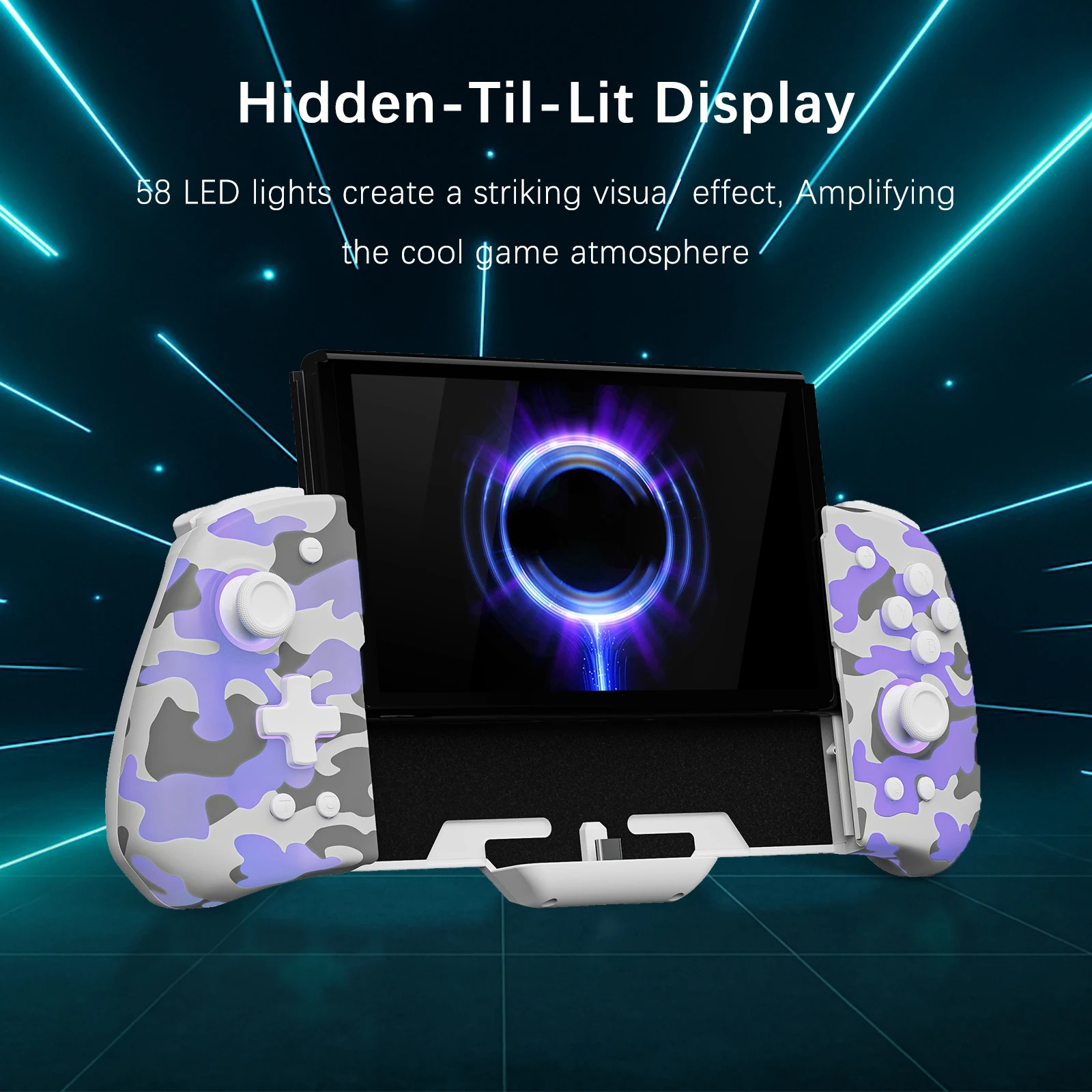 

FUNLAB White Luminous Joypad For Nintendo Switch OLED One-Piece Controller With 7 LED Color Hall Effect Joystick Portable Joycon