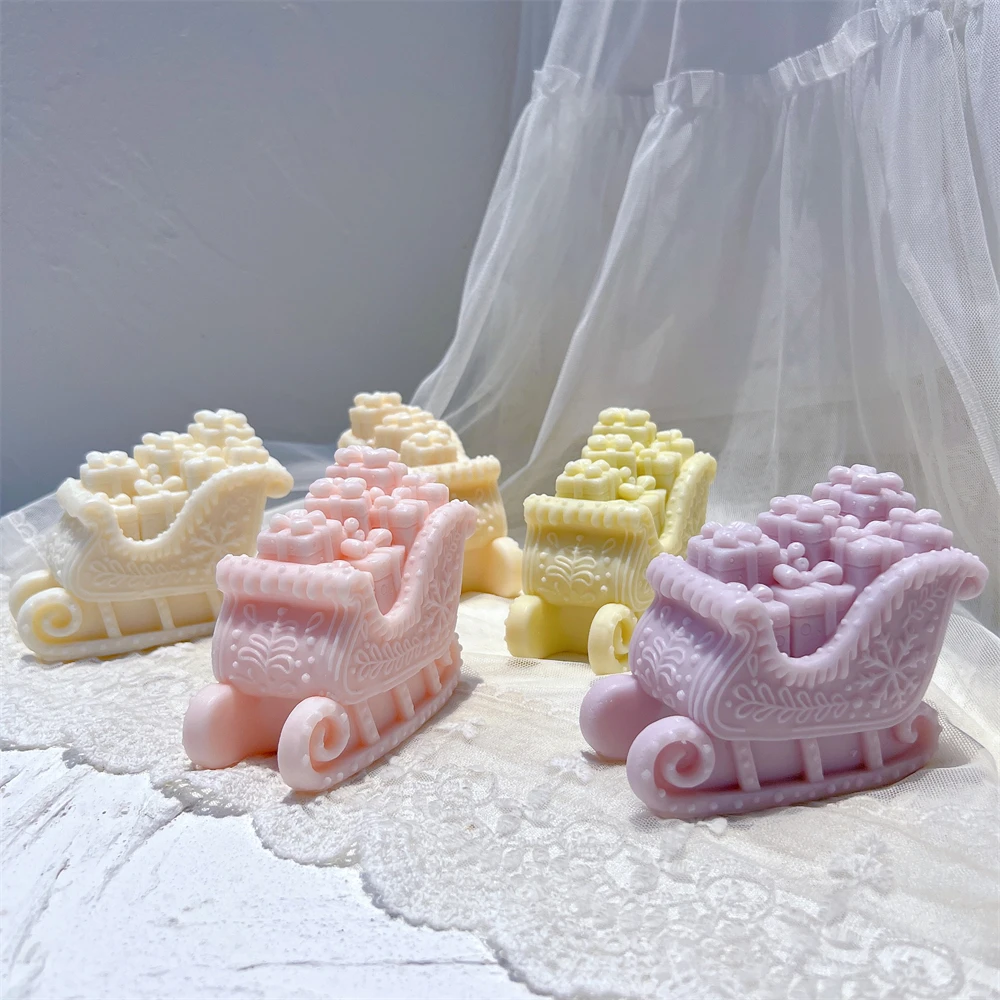 Christmas Santa's Sleigh Silicone Mold With Gift Boxes Christmas Sled Candle Mold Christmas Decoration Family Christmas Gift - Image 3