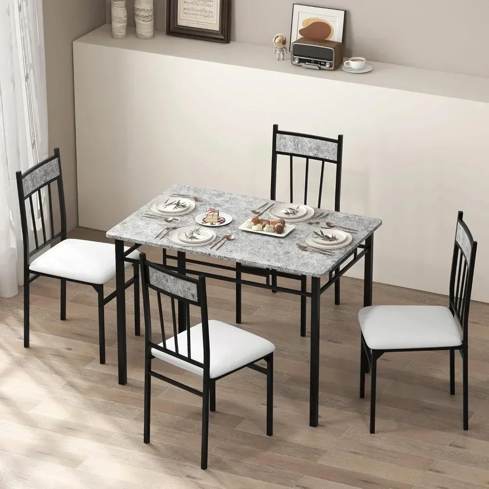 Dining Room Table Set with Metal Frame & Padded Seat, Kitchen Table