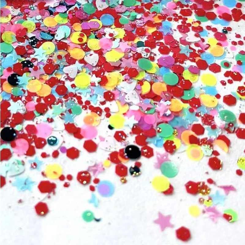 50g Glitter Epoxy Resin Filling Rainbow Mixed Hexagon Star Heart Colorful Sequins For Slime Jewelry Making Nail Tumbler Cup