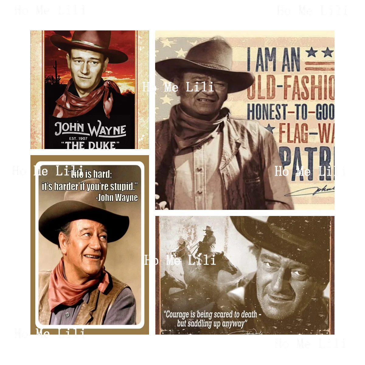 Life Is Hard John Wayne Patriot Vintage Decorated Logo Metal Tin Plaque Home Bar Wall Decoration