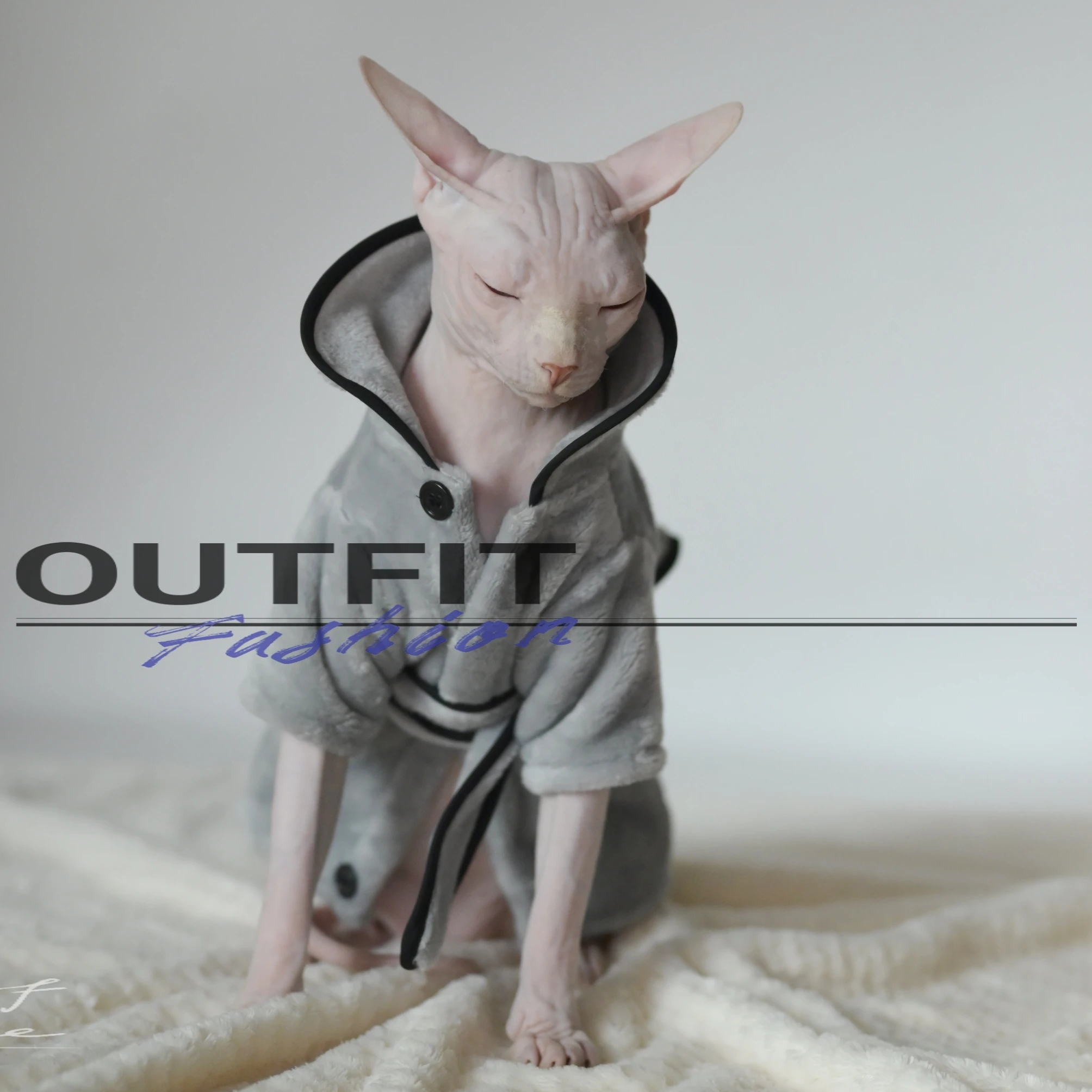 Thickened  Autumn and Winter Soft Pajamas for Hairless Cats Sphynx Cat,Devon Rex,Small Cats and Dogs