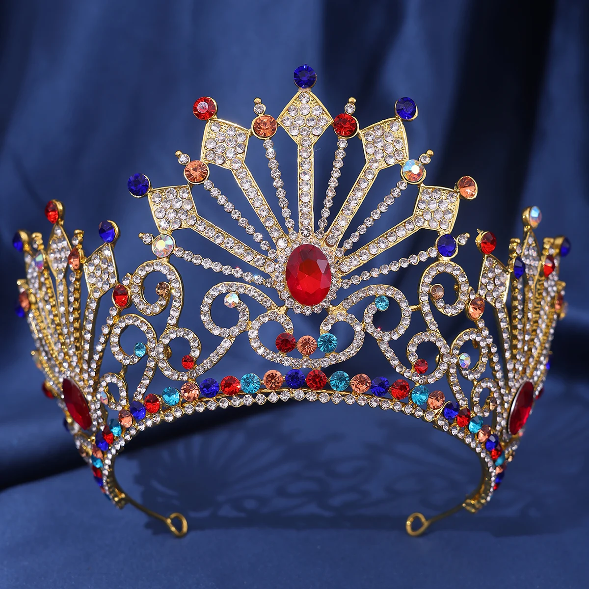 

Высокая элегантная разноцветная свадебная тиара с искусственными кристаллами для принцессы для свадьбы торжества выпускного вечера корона для девушек женские украшения для волос