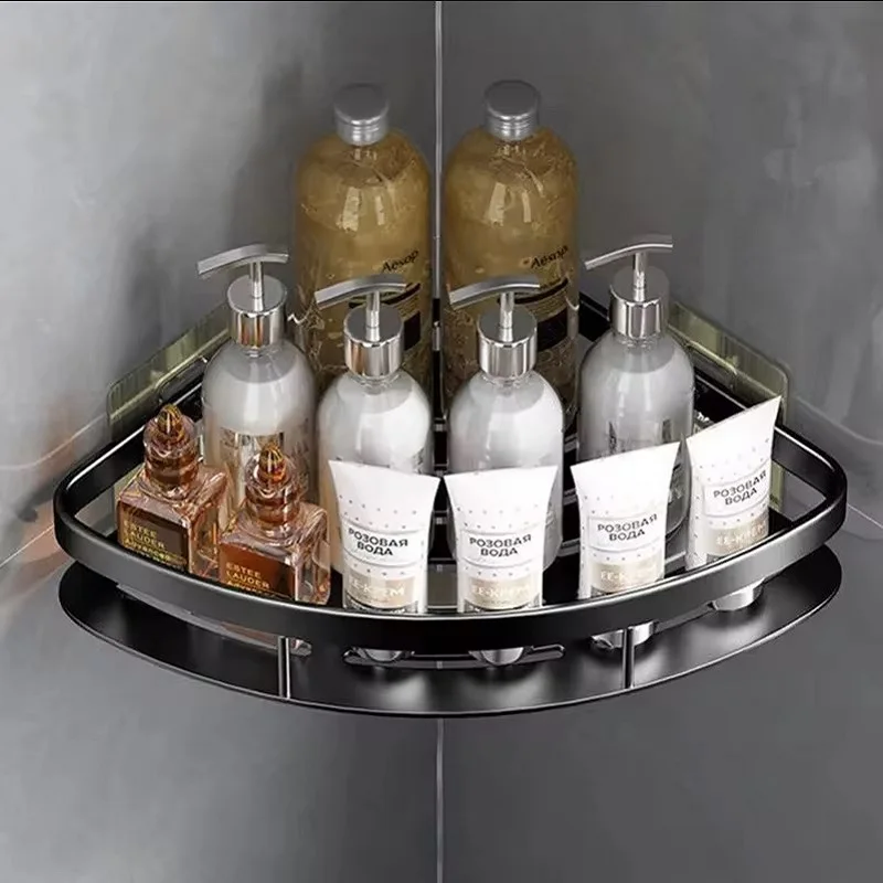 Aluminium Legierung Shampoo Rack Badezimmer Regal Make-Up Lagerung Organizer Dusche Regal Bad Zubehör Kein Bohrer Wand Ecke Regal – Detail 4