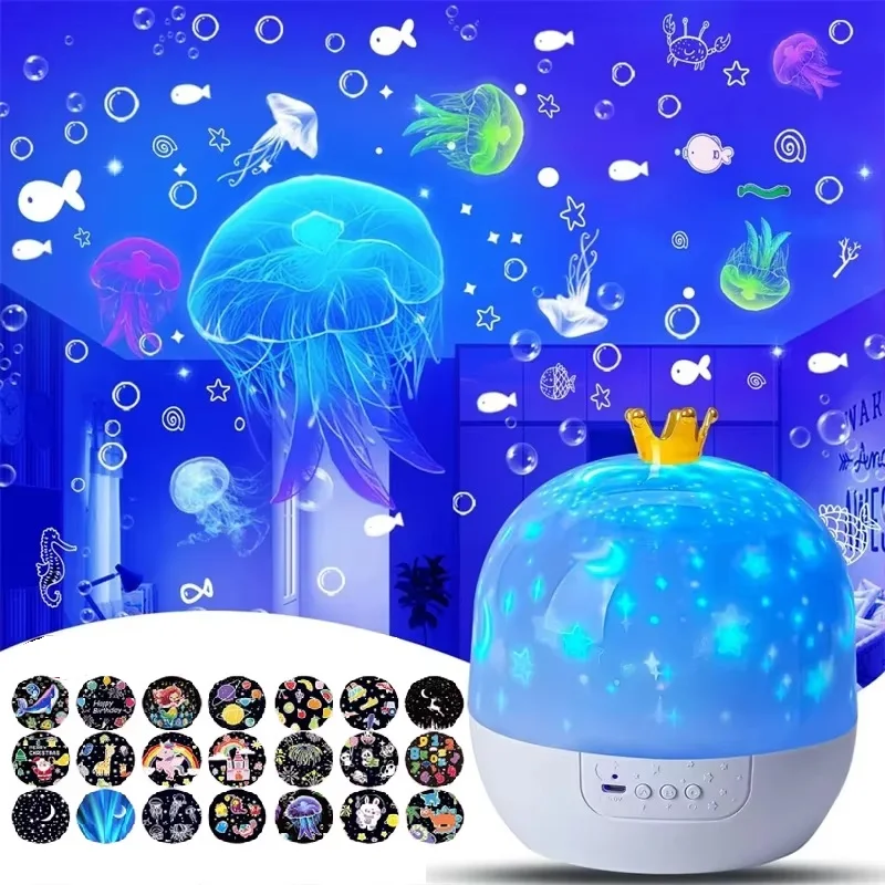 

Galaxy Light Projector Crown Star Night Light and Bt Speaker Remote Control Led Light Kids Bedroom Decoration Star Rotating Lamp