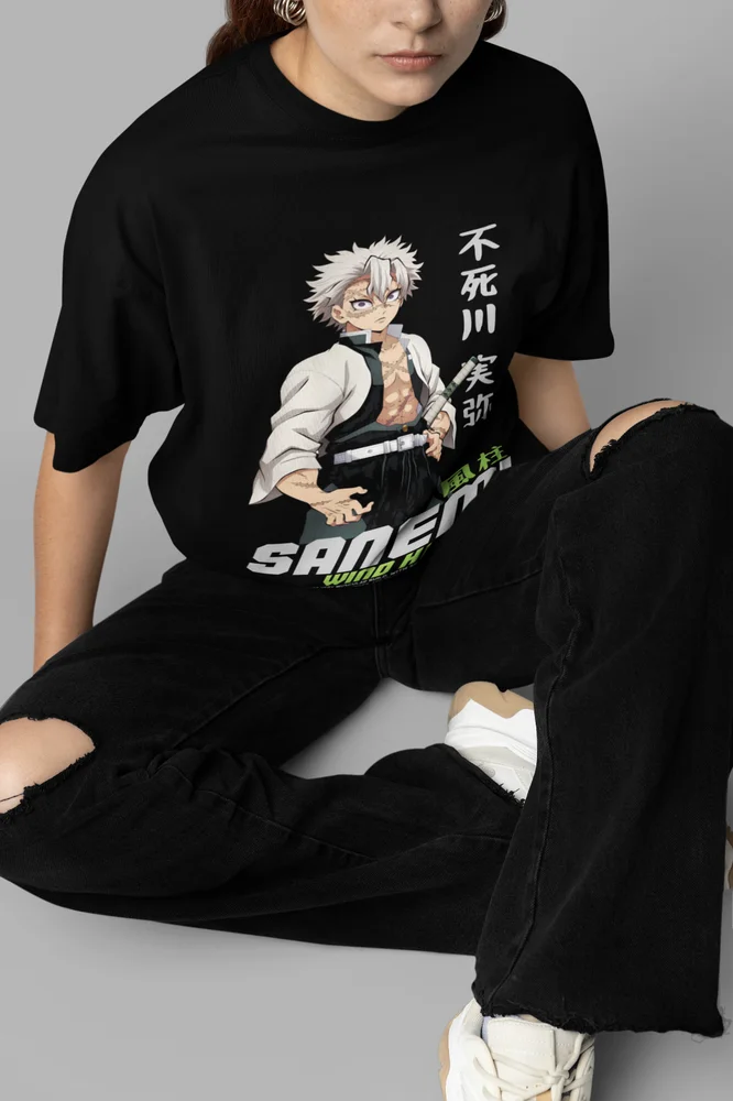 Sanemi Kokushibo Shirt Wind Hashira T-Shirt Demon Slayer Anime Tee Doma Tshirt