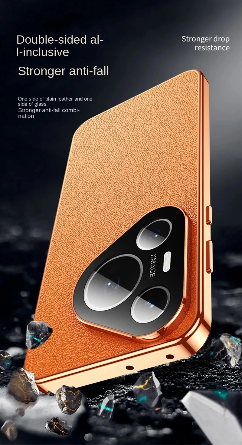 Etui na telefon Huawei Pura 70 360 Pełna Ochrona Metalowy Bumper Przednia Szybka Tylna Obudowa ze Skóry PU dla Huawei Pura 80 Pro — zdjęcie produktu 5