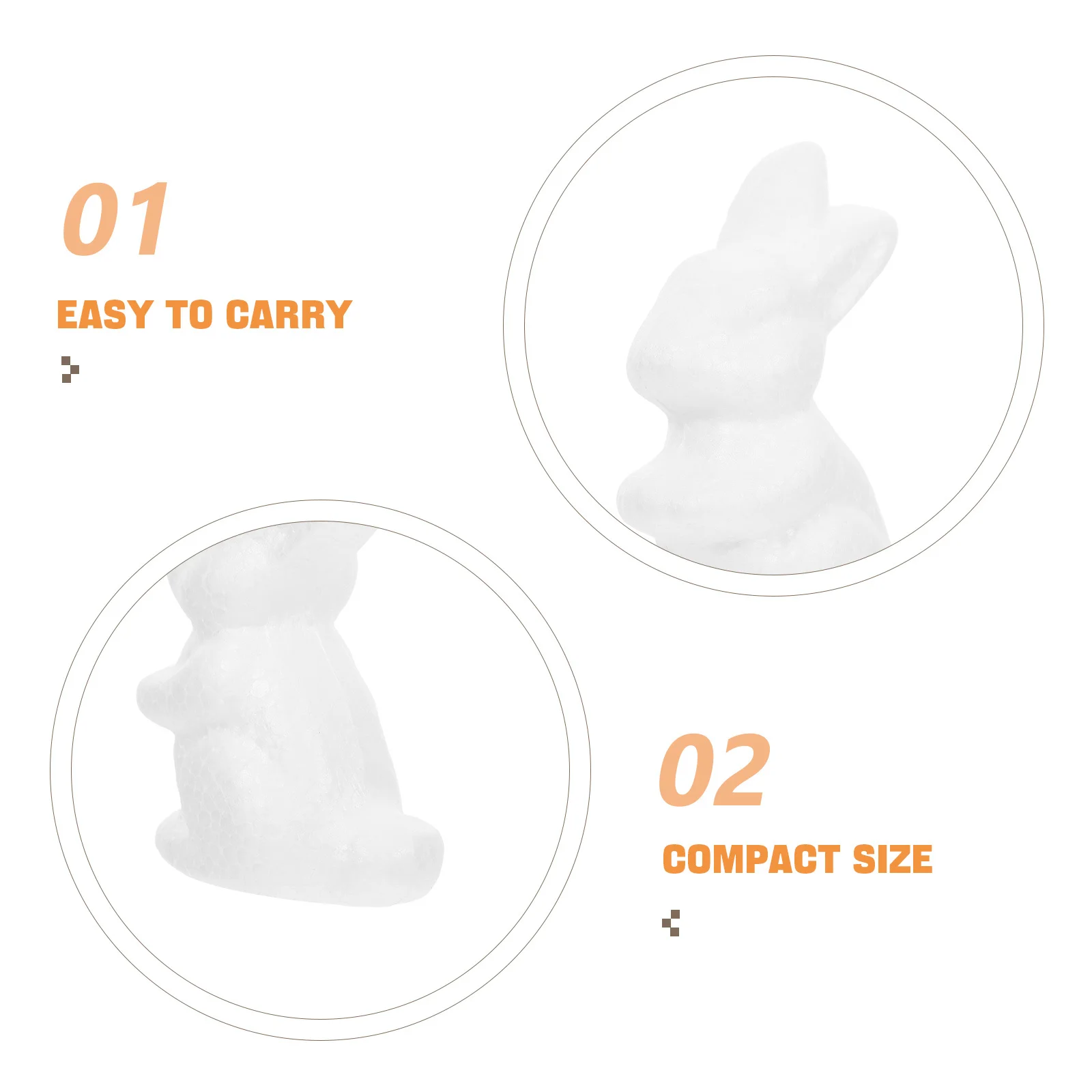 ของตกแต่งรูปกระต่ายโฟมสีขาว 6 ชิ้น สำหรับงาน DIY ระบายสีด้วยมือ พื้นผิวเรียบ ของตกแต่งงานฝีมือเทศกาลอีสเตอร์ อุปกรณ์ศิลปะสำหรับเด็ก